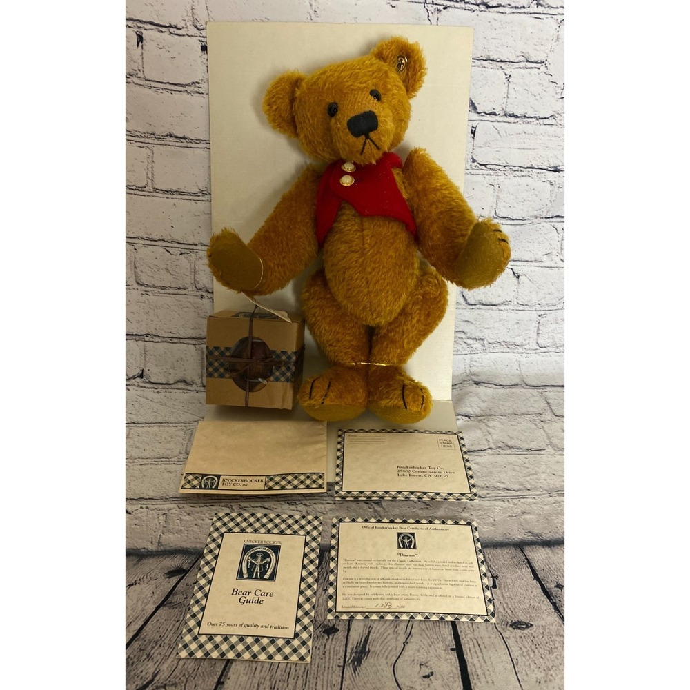 NIB Dawson Antique Style Mohair Teddy Bear Knickerbocker Collectible Toy Co New